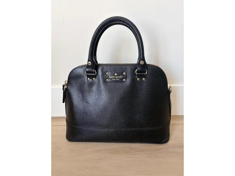 Kate Spade Black Leather Satchel Shoulder Bag Handbag